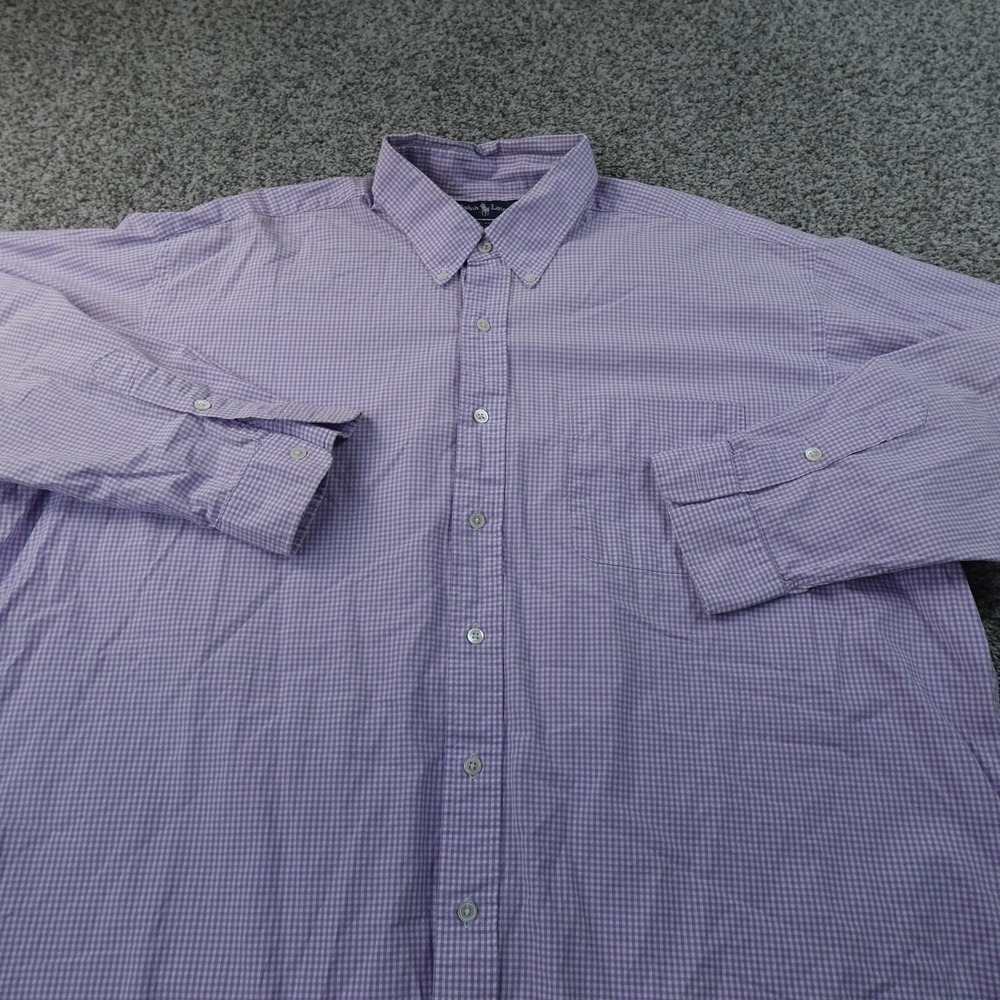 VTG Ralph Lauren Shirt Mens 2XL Purple Check Blake Long Sleeve Button Up Pony